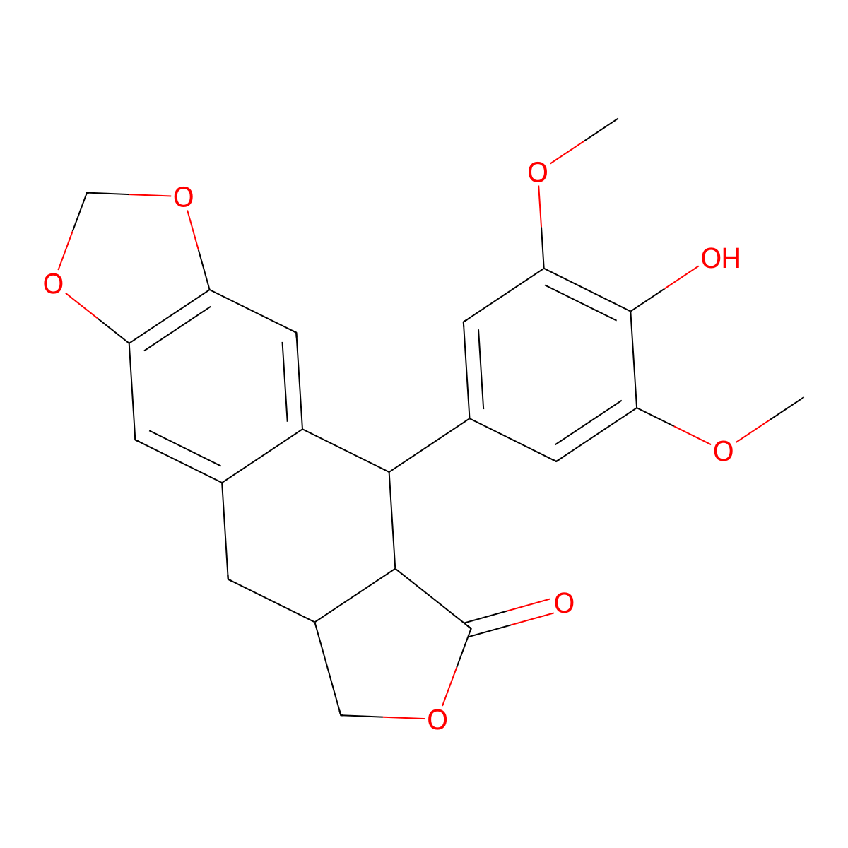 5-(4-hydroxy-3,5-dimethoxyphenyl)-5a,8,8a,9-tetrahydro-5H-[2]benzofuro[5,6-f][1,3]benzodioxol-6-one molecular structure, CAS 856581-34-5