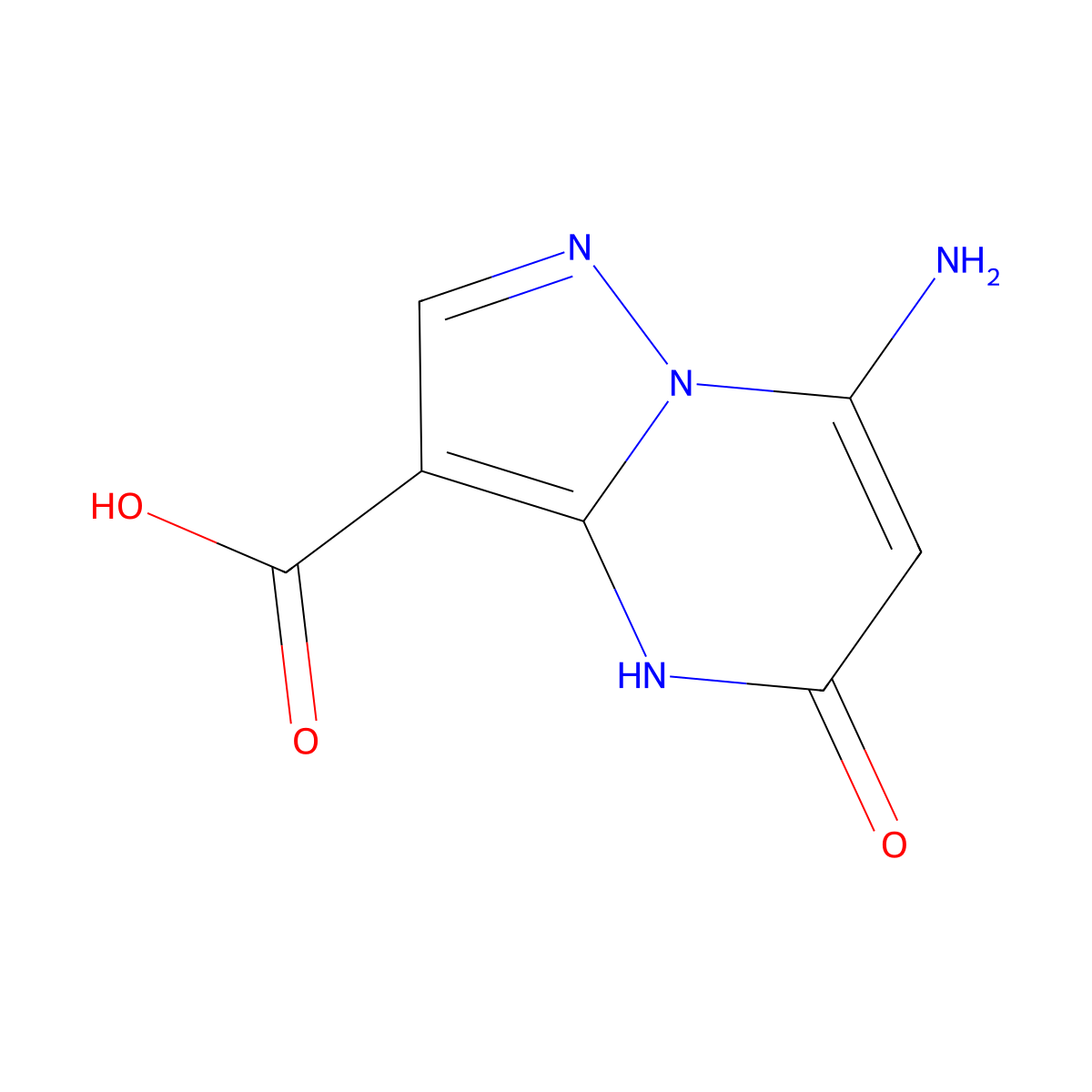 7-amino-5-oxo-4H,5H-pyrazolo[1,5-a]pyrimidine-3-carboxylic acid molecular structure, CAS 856587-91-2