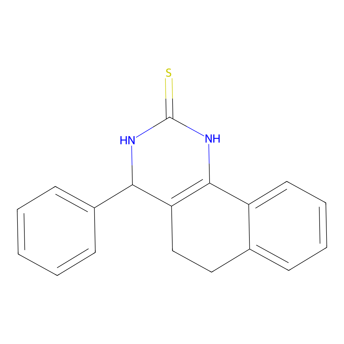 4-phenyl-3,4,5,6-tetrahydrobenzo[h]quinazoline-2(1H)-thione molecular structure, CAS 85660-18-0
