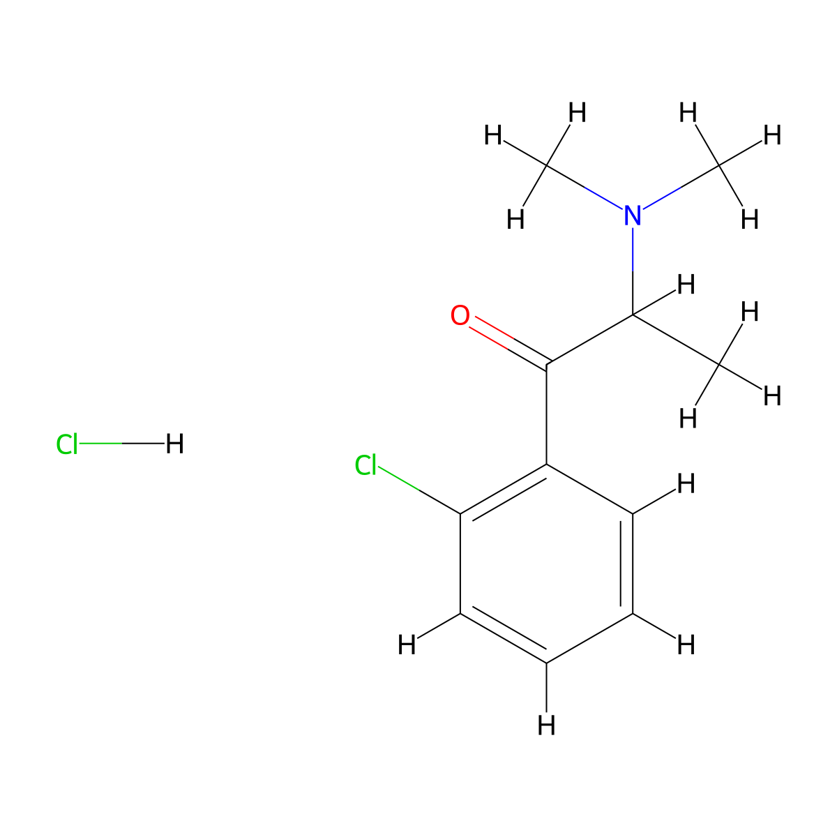 1-(2-Chlorophenyl)-2-(dimethylamino)-1-propanone,monohydrochloride molecular structure, CAS 856609-26-2