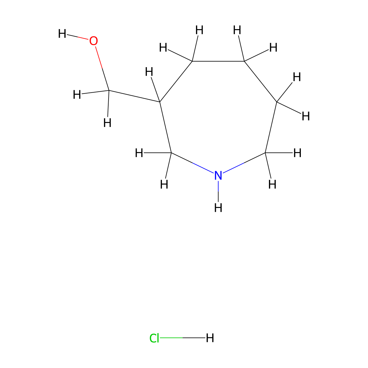 Azepan-3-ylmethanol hydrochloride molecular structure, CAS 856627-55-9