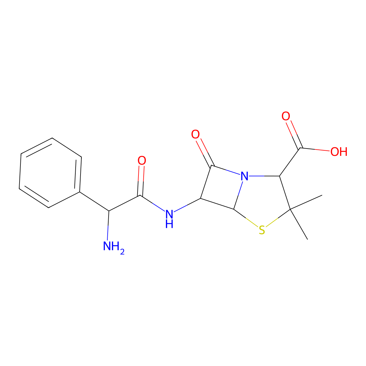 6-((2-Amino-2-phenylacetyl)amino)-3,3-dimethyl-7-oxo-4-thia-1-azabicyclo(3.2.0)heptane-2-carboxylic acid molecular structure, CAS 856649-99-5