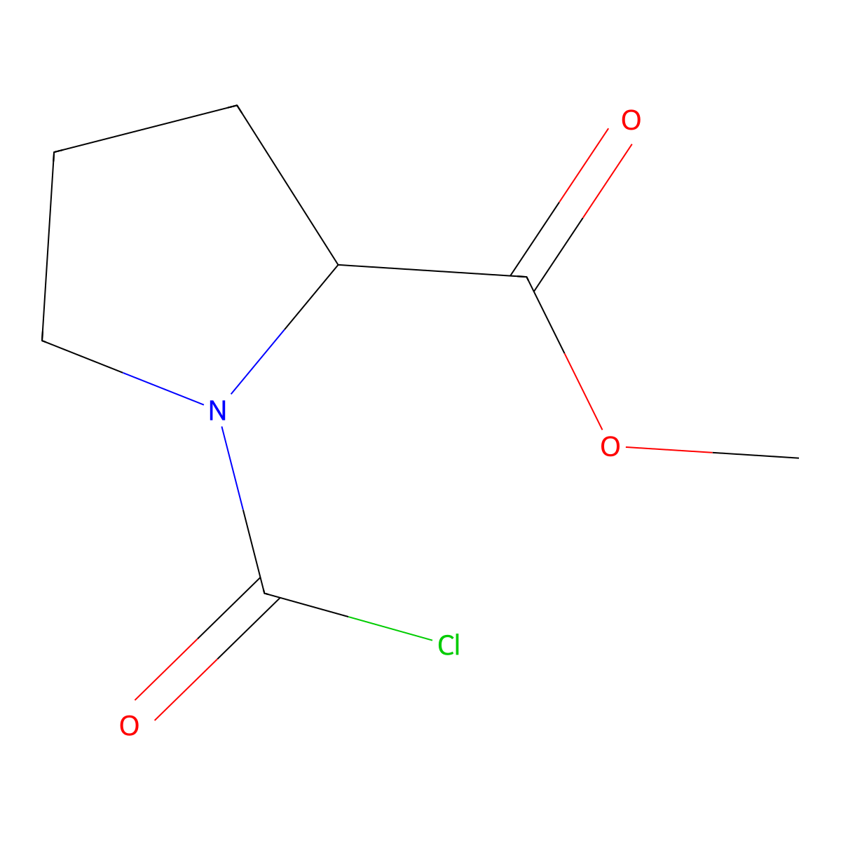 Methyl 1-(chlorocarbonyl)-L-prolinate molecular structure, CAS 85665-59-4