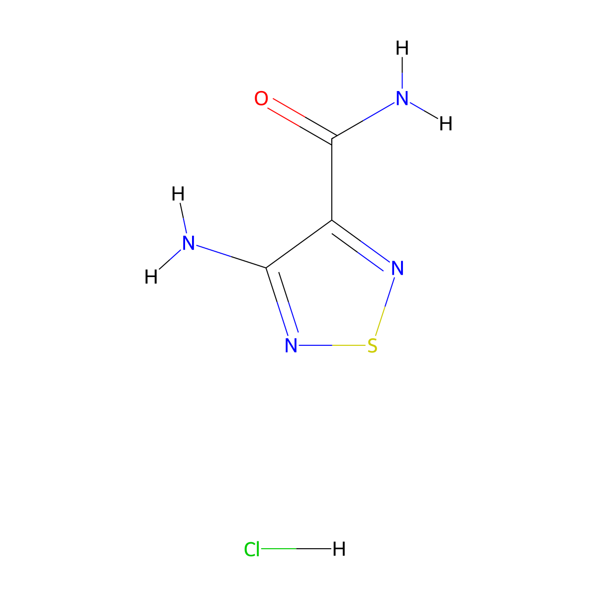 4-Amino-1,2,5-thiadiazole-3-carboxamide hydrochloride molecular structure, CAS 856657-74-4