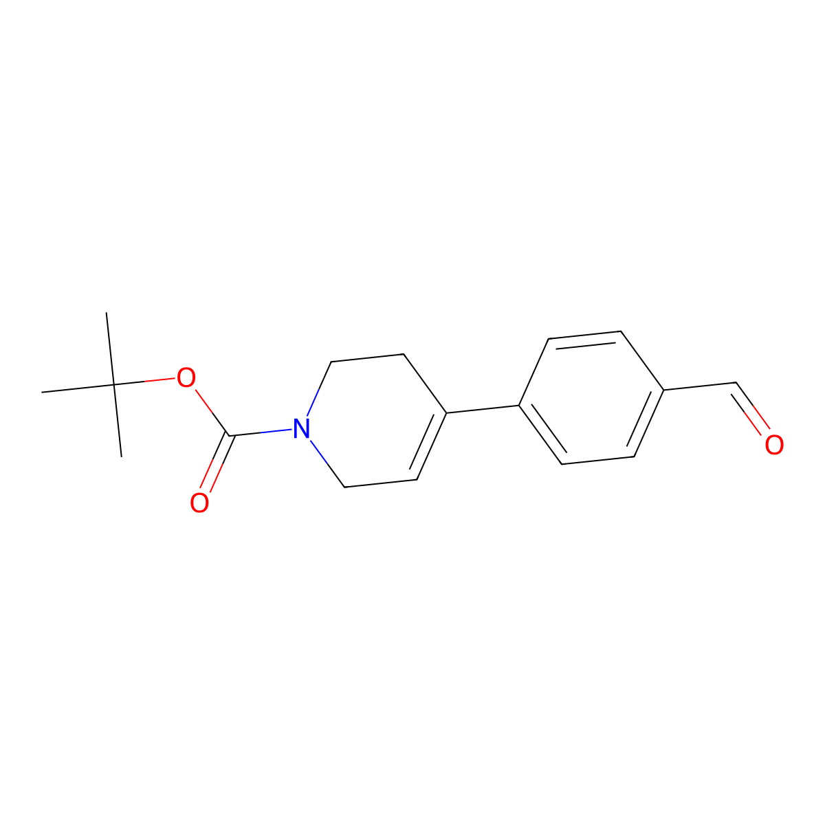 1-Tert-butyloxycarbonyl-4-(4-formylphenyl)-1,2,3,6-tetrahydropyridine molecular structure, CAS 856684-33-8
