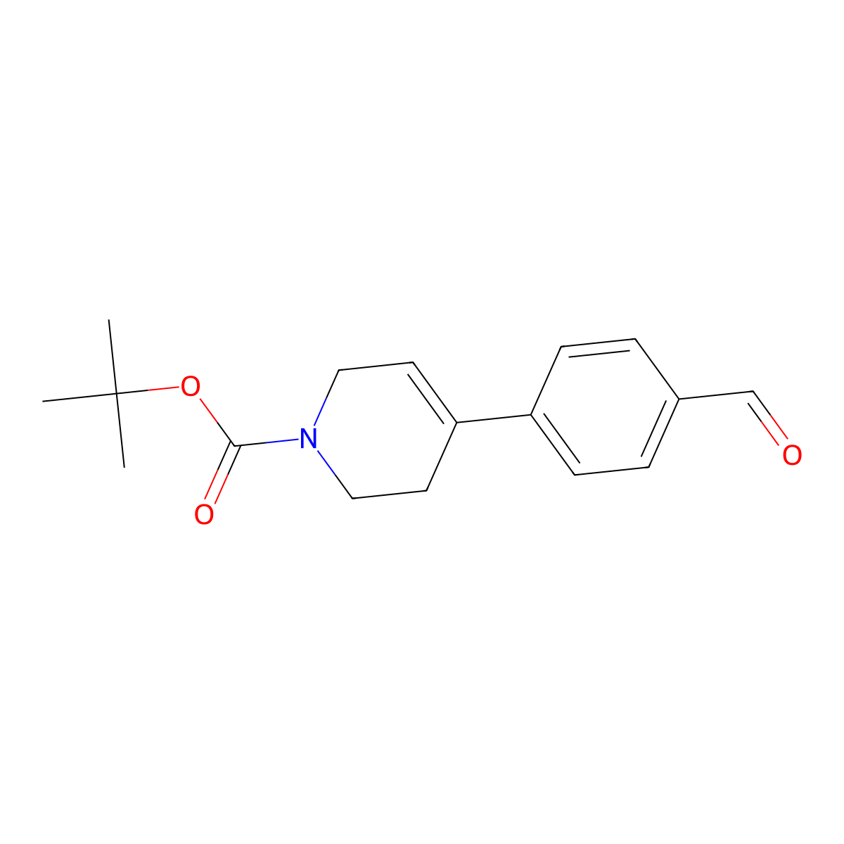 1-Tert-butyloxycarbonyl-4-(4-formylphenyl)-1,2,3,6-tetrahydropyridine molecular structure, CAS 856684-33-8