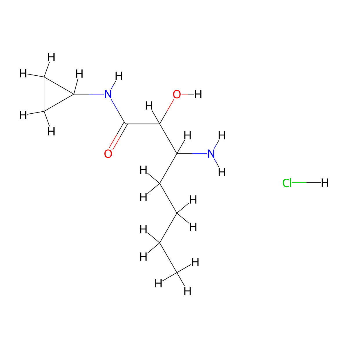 3-Amino-N-cyclopropyl-2-hydroxyheptanamide hydrochloride molecular structure, CAS 856707-74-9