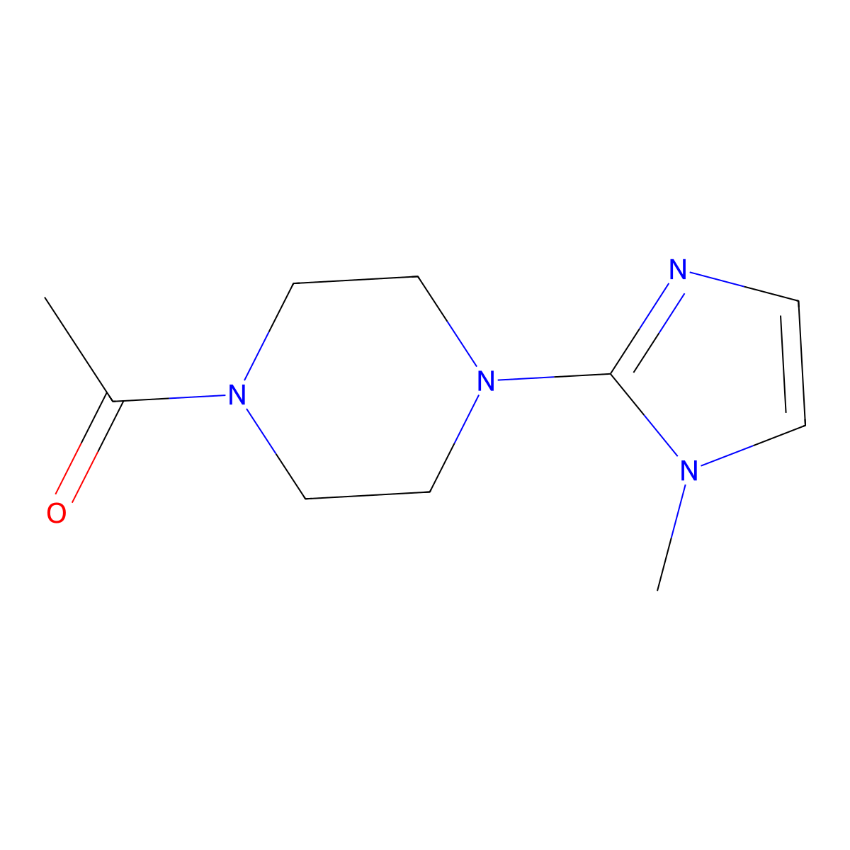 1-[4-(1-methyl-1H-imidazol-2-yl)piperazin-1-yl]ethan-1-one molecular structure, CAS 85671-89-2