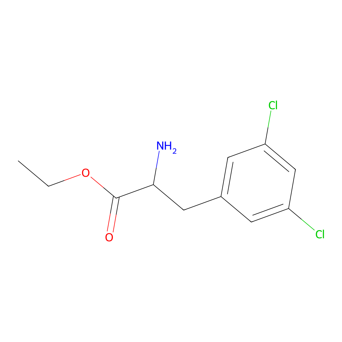 Ethyl 2-amino-3-(3,5-dichlorophenyl)propanoate molecular structure, CAS 856758-84-4