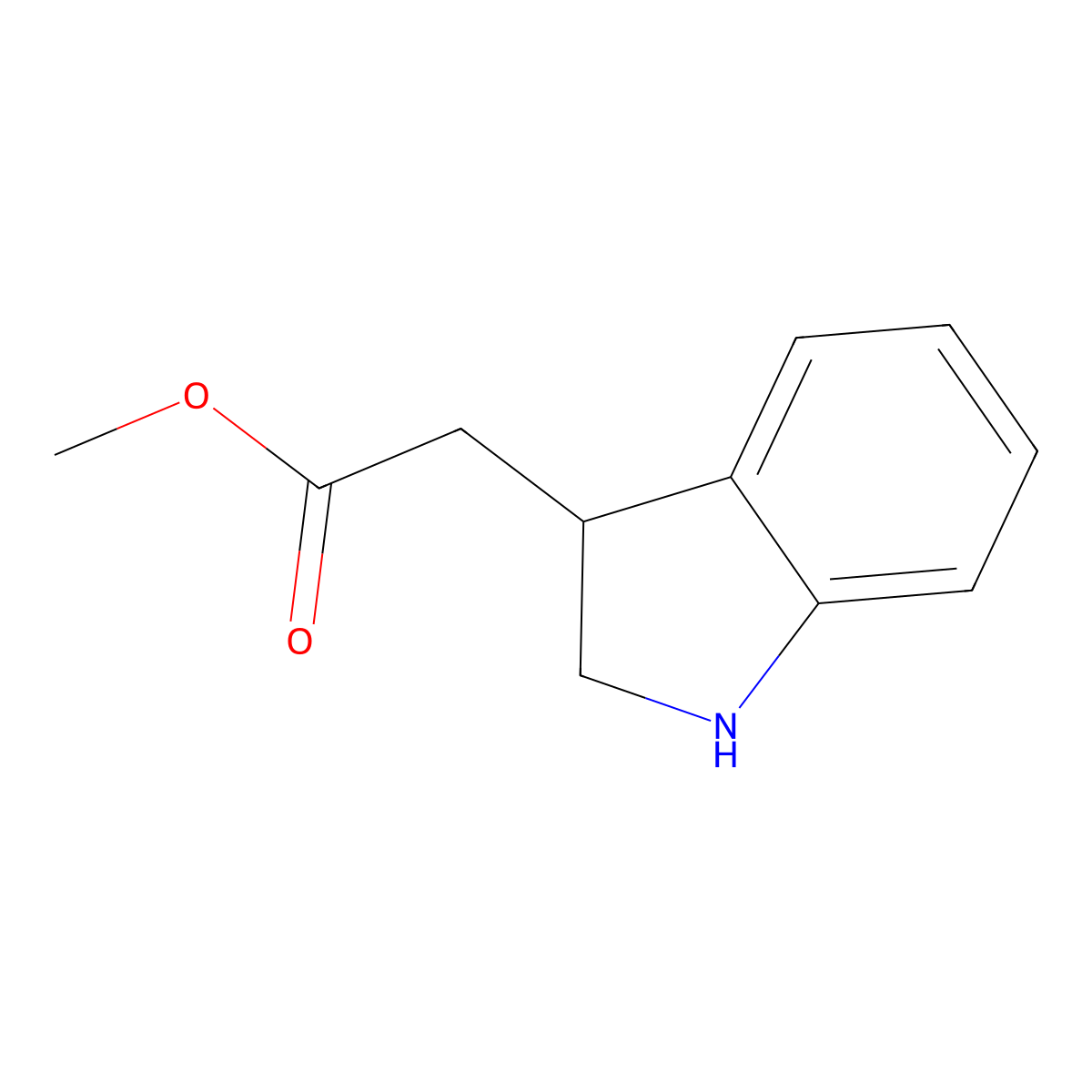 Methyl 2-(2,3-dihydro-1H-indol-3-yl)acetate molecular structure, CAS 85676-99-9