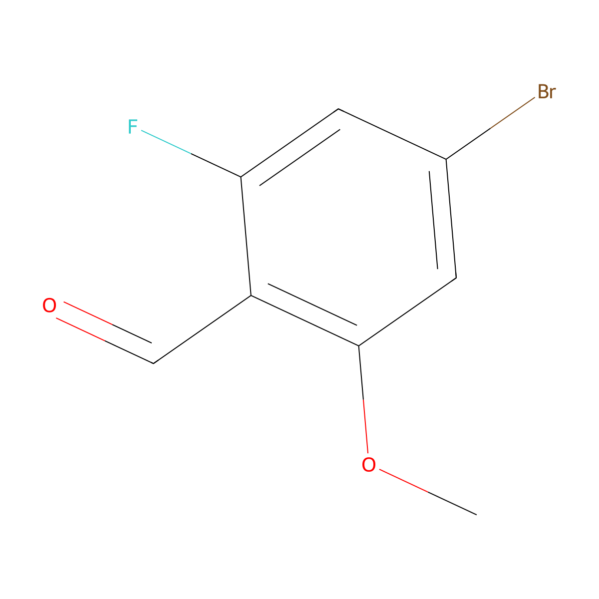 4-Bromo-2-fluoro-6-methoxybenzaldehyde molecular structure, CAS 856767-09-4