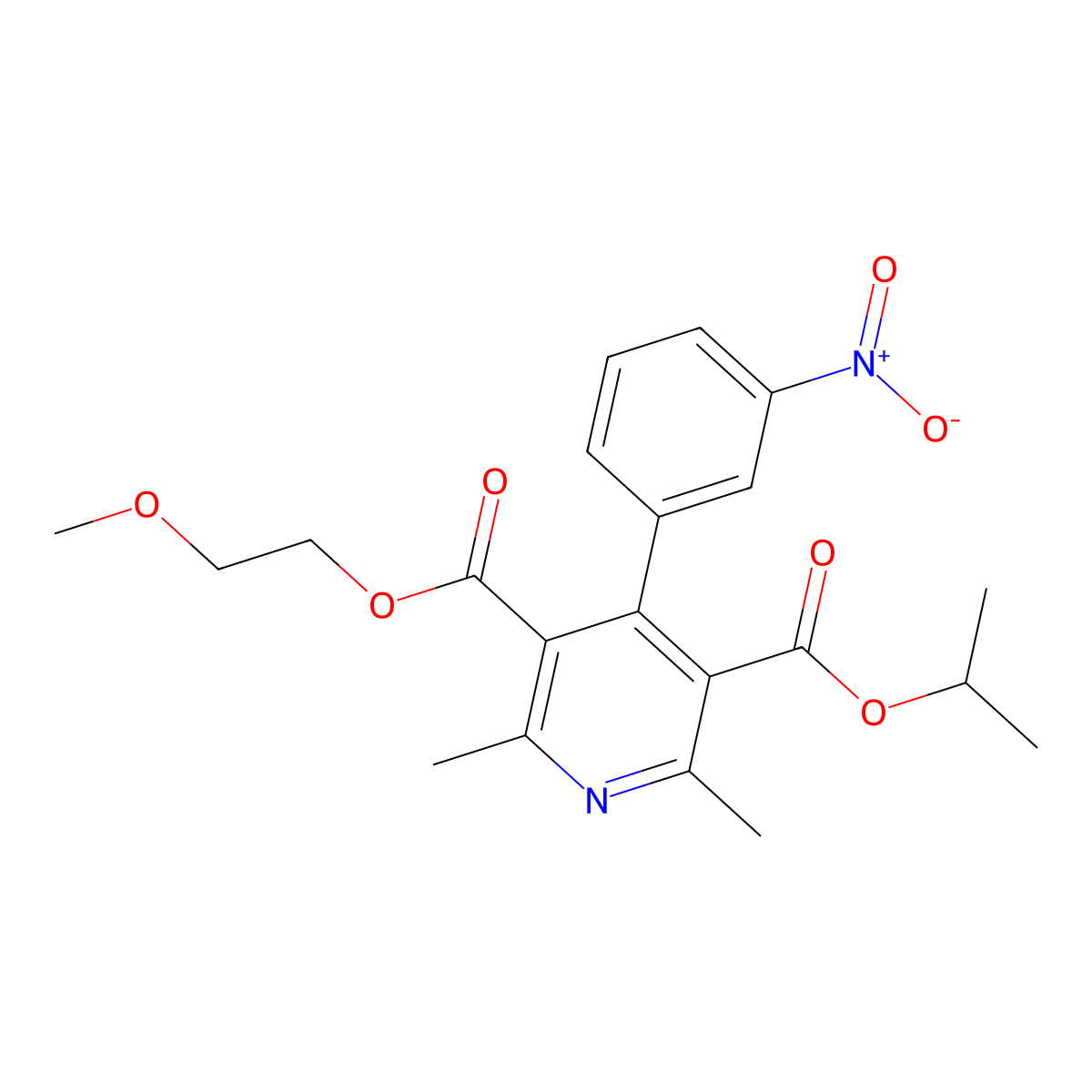 Dehydro nimodipine molecular structure, CAS 85677-93-6
