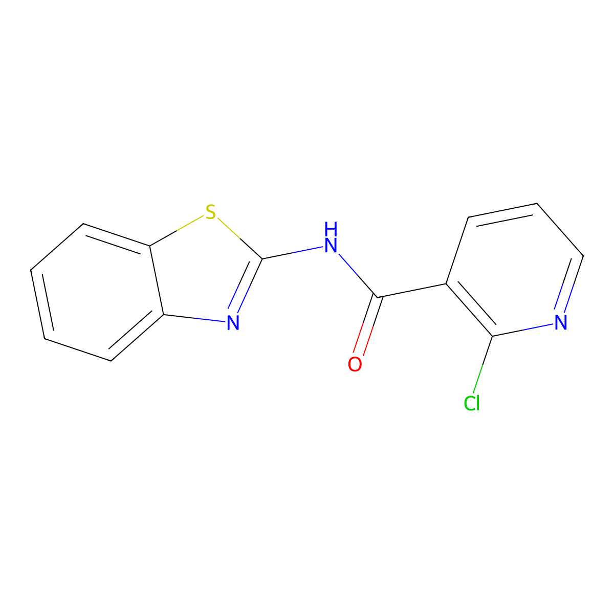 N-(1,3-benzothiazol-2-yl)-2-chloropyridine-3-carboxamide molecular structure, CAS 85678-85-9