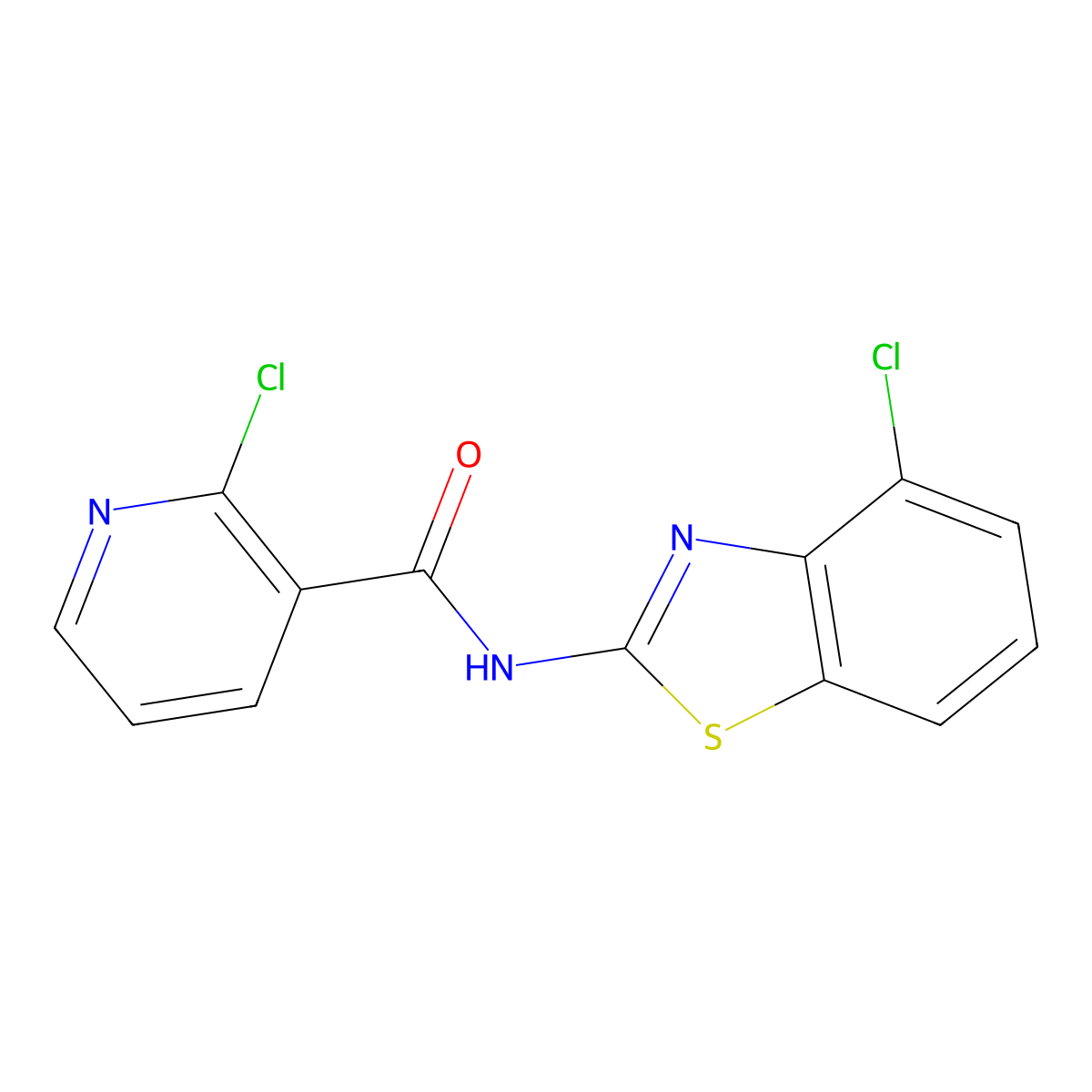 2-chloro-N-(4-chloro-1,3-benzothiazol-2-yl)pyridine-3-carboxamide molecular structure, CAS 85678-88-2