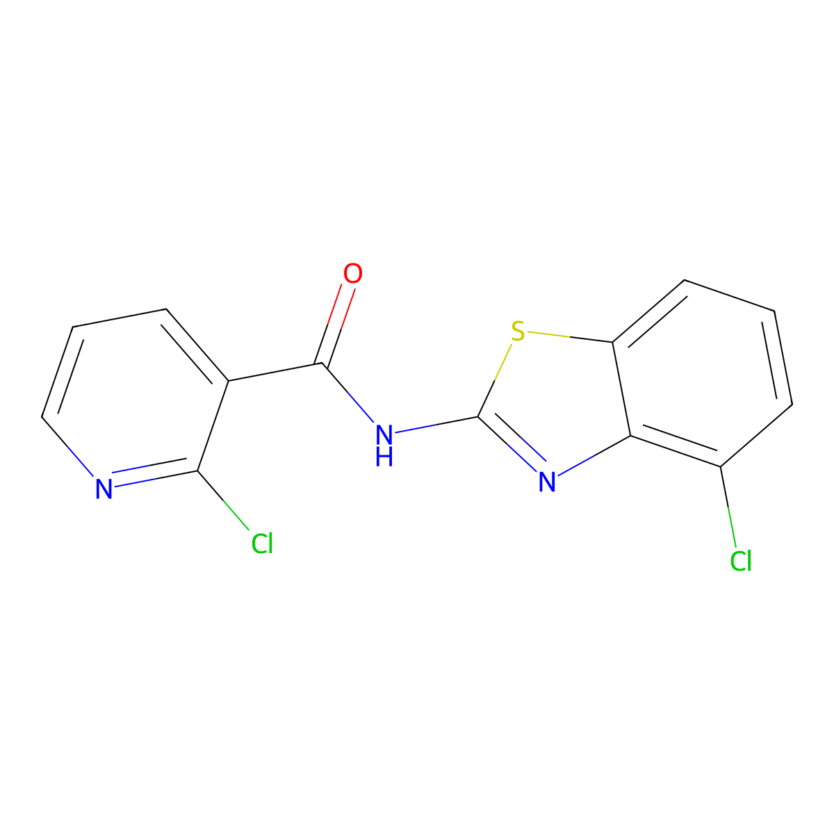 2-chloro-N-(4-chloro-1,3-benzothiazol-2-yl)pyridine-3-carboxamide molecular structure, CAS 85678-88-2