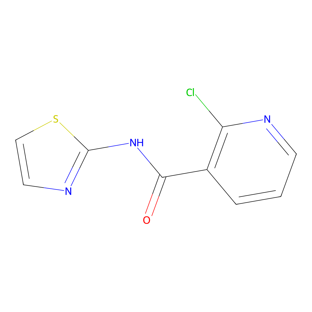 2-chloro-N-(1,3-thiazol-2-yl)pyridine-3-carboxamide molecular structure, CAS 85678-90-6