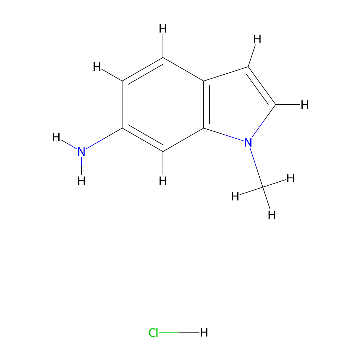 1-methyl-1H-indol-6-amine hydrochloride molecular structure, CAS 856782-35-9