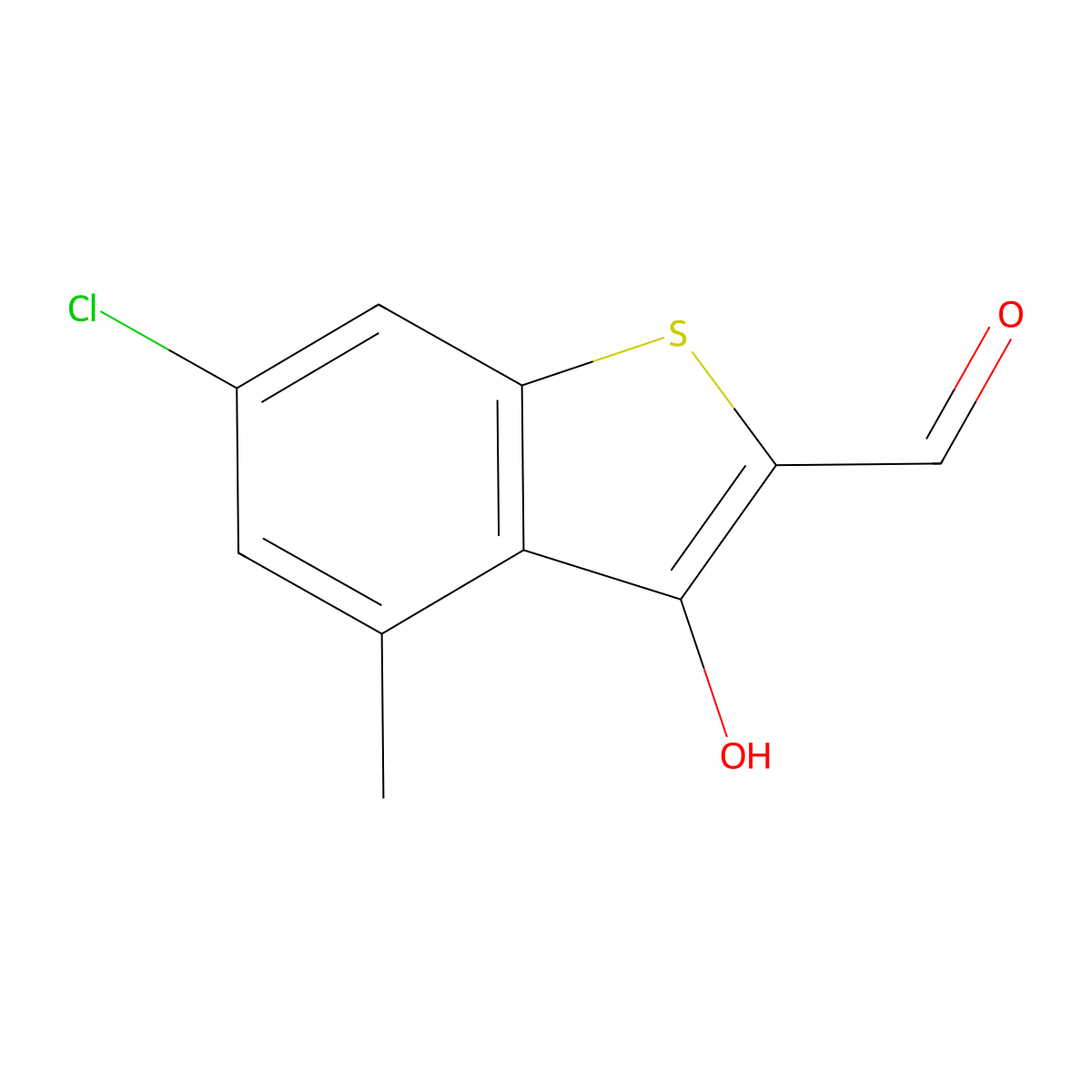 6-Chloro-3-hydroxy-4-methylbenzo[b]thiophene-2-carbaldehyde molecular structure, CAS 856793-88-9
