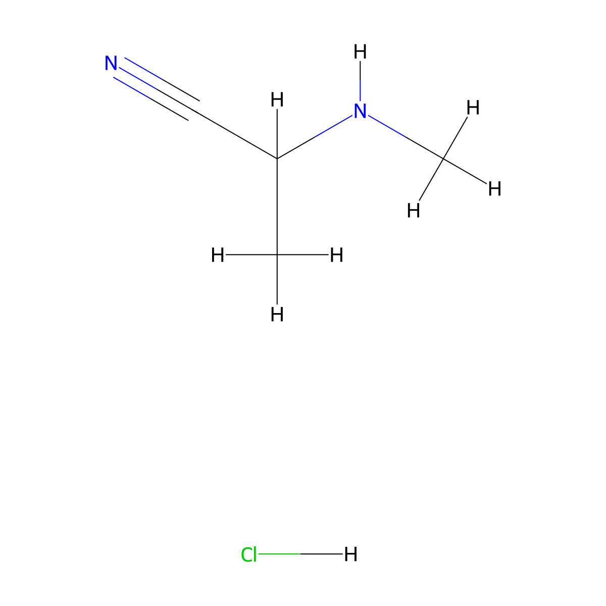 2-(Methylamino)propanenitrile hydrochloride molecular structure, CAS 856812-41-4