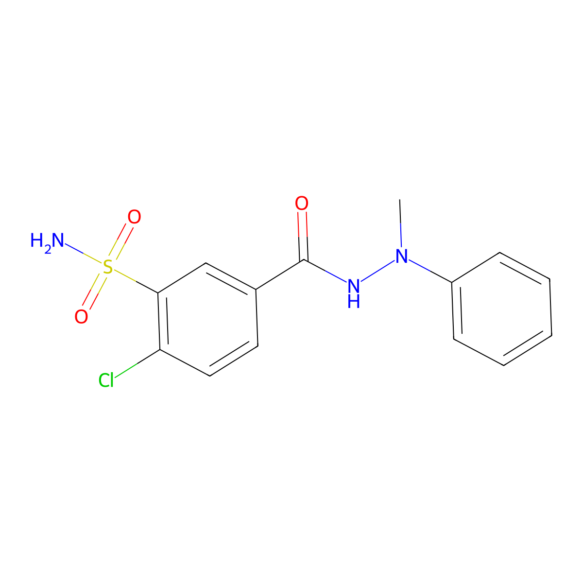 3-(Aminosulfonyl)-4-chlorobenzoic acid 2-methyl-2-phenylhydrazide molecular structure, CAS 85683-41-6