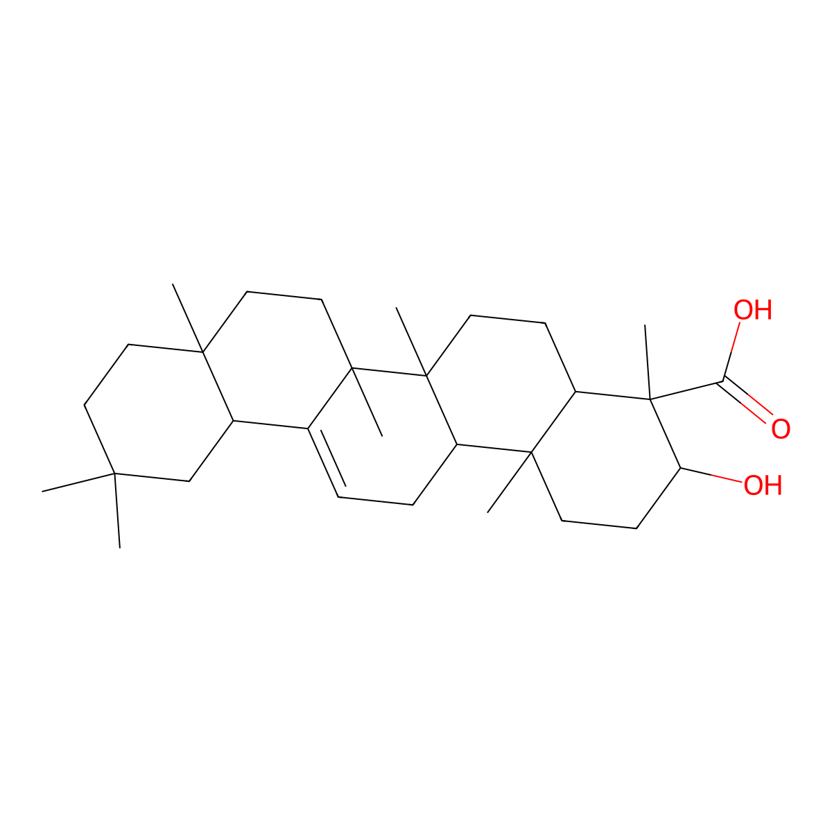 (3R,4R,4aR,6aR,6bS,8aR,12aR,14aR,14bR)-3-hydroxy-4,6a,6b,8a,11,11,14b-heptamethyl-1,2,3,4a,5,6,7,8,9,10,12,12a,14,14a-tetradecahydropicene-4-carboxylic acid molecular structure, CAS 856833-05-1