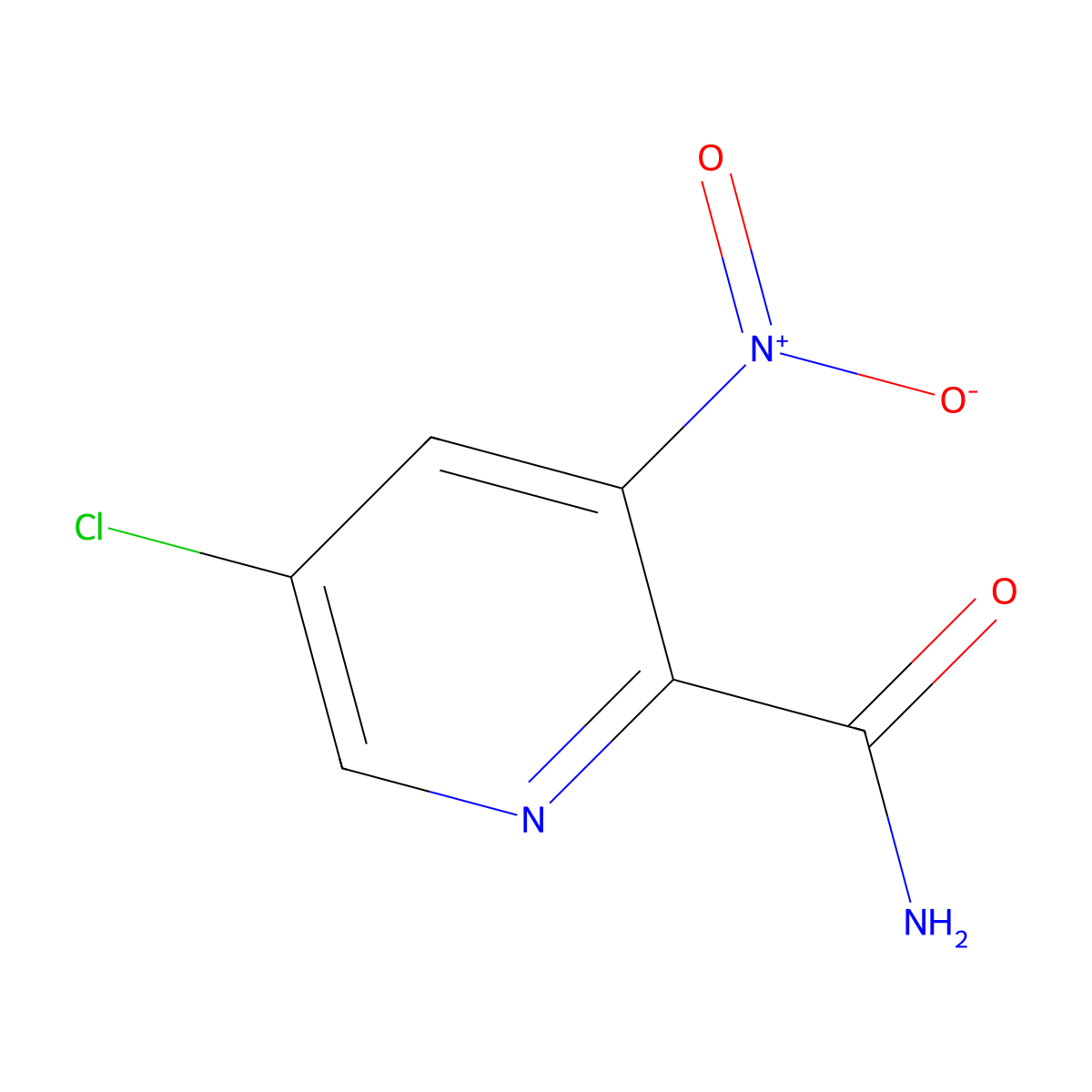 5-Chloro-3-nitropyridine-2-carboxamide molecular structure, CAS 856834-36-1