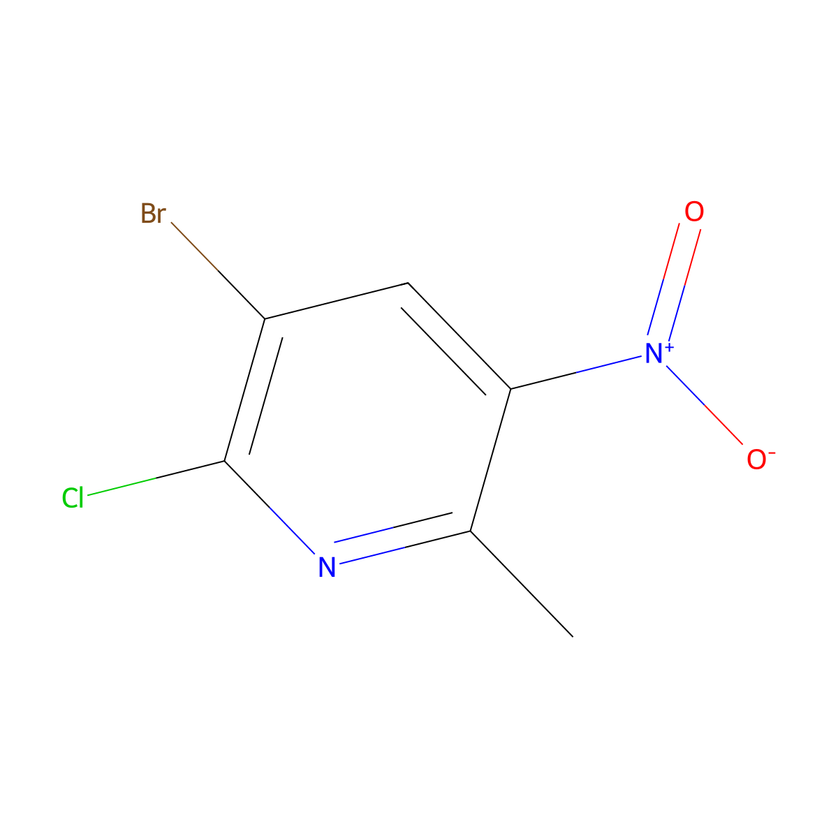 3-Bromo-2-chloro-6-methyl-5-nitropyridine molecular structure, CAS 856834-95-2