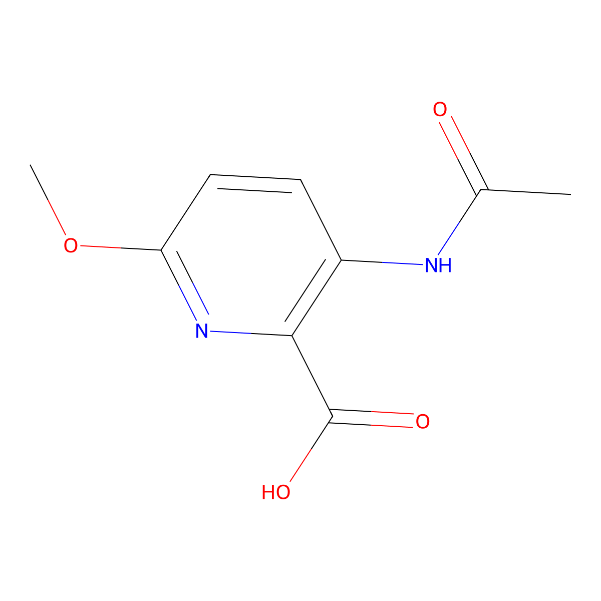 3-(Acetylamino)-6-methoxypyridine-2-carboxylic acid molecular structure, CAS 856835-28-4