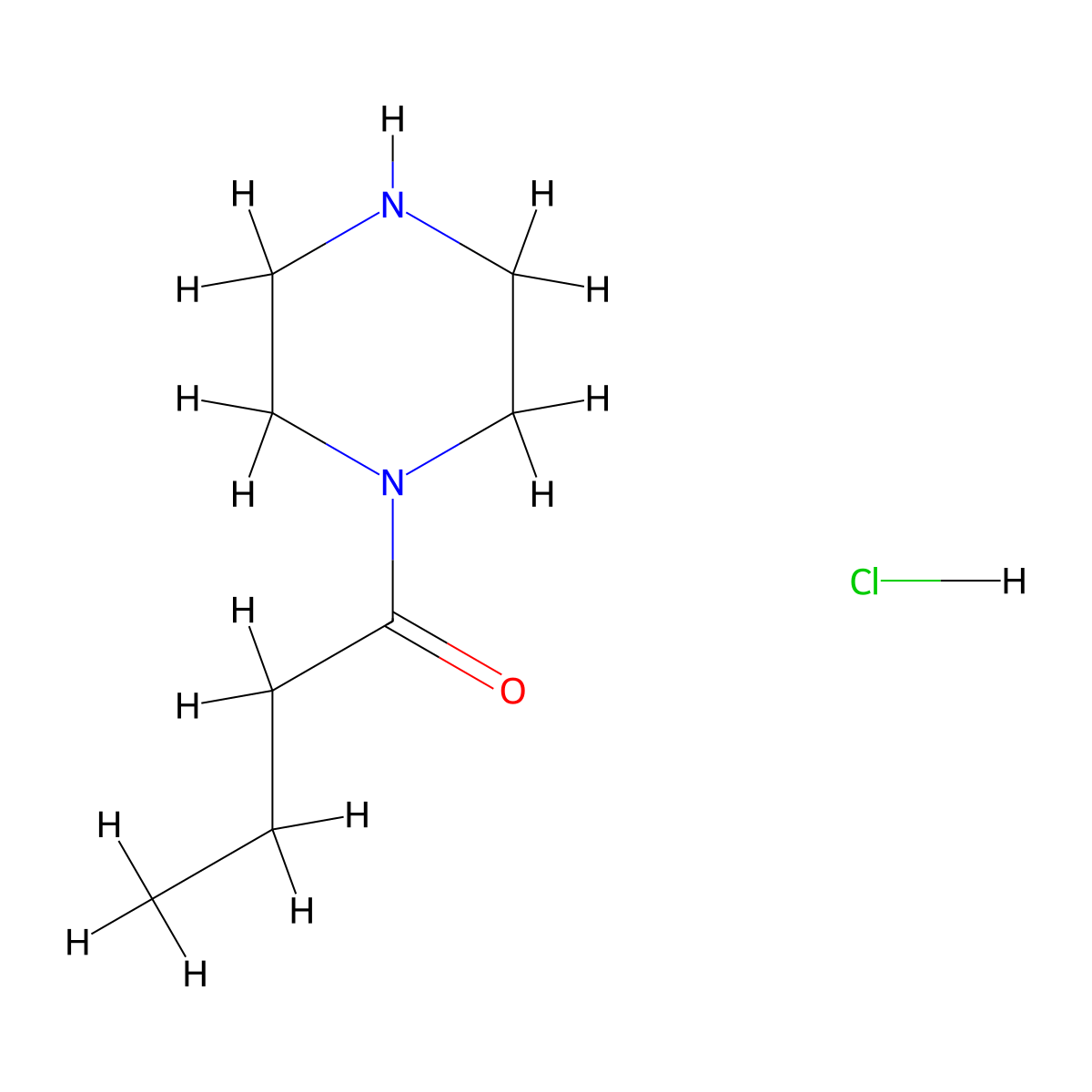 1-Butanone, 1-(1-piperazinyl)-, hydrochloride (1:1) molecular structure, CAS 856840-41-0