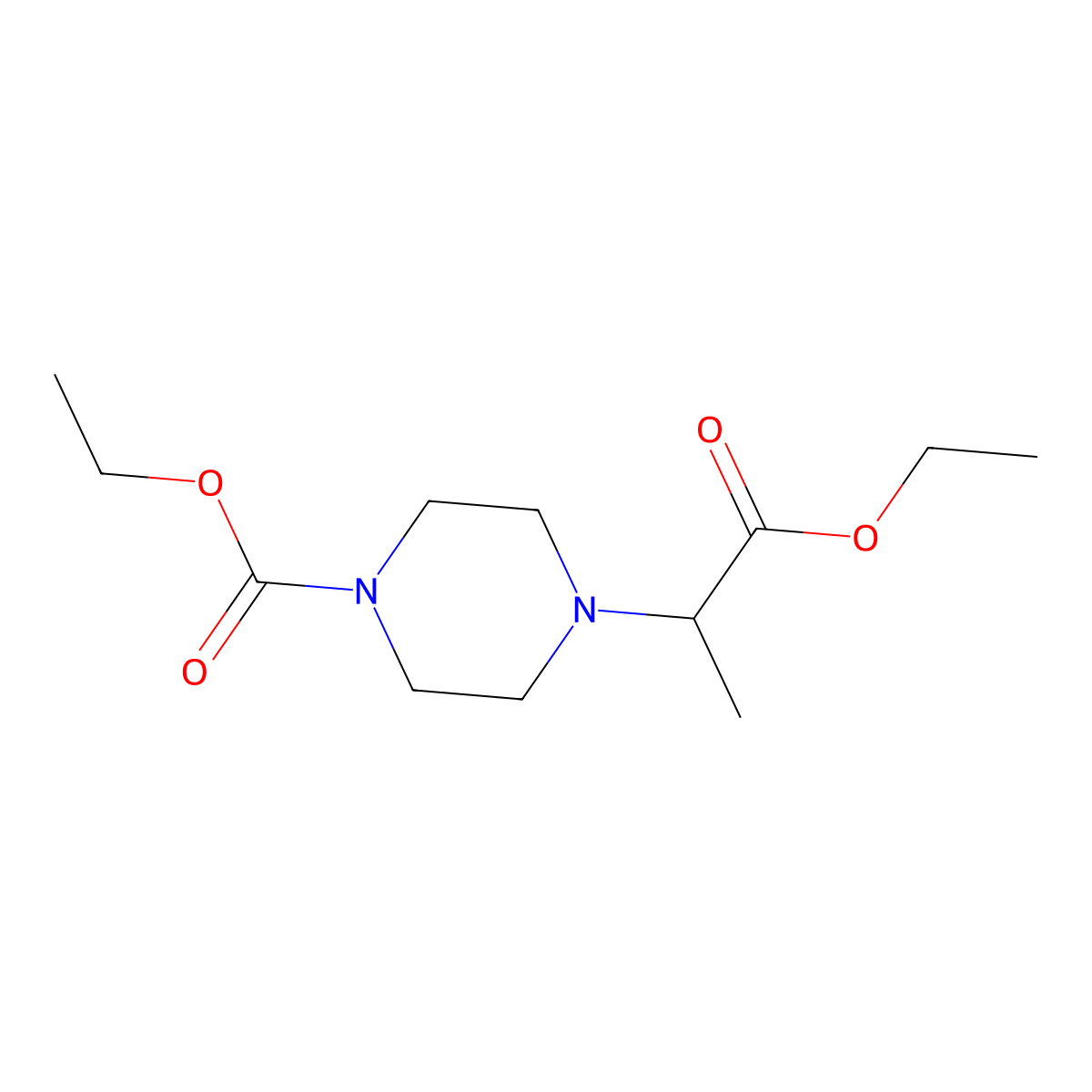 Ethyl 4-(2-ethoxy-1-methyl-2-oxoethyl)piperazine-1-carboxylate molecular structure, CAS 856843-19-1