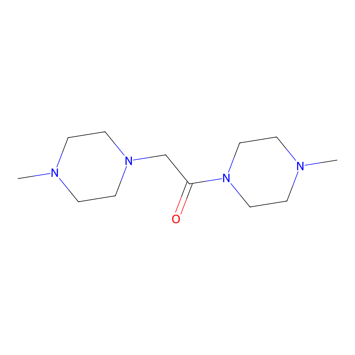 1,2-Bis(4-methylpiperazin-1-yl)ethanone (Nintedanib Impurity) molecular structure, CAS 856843-88-4