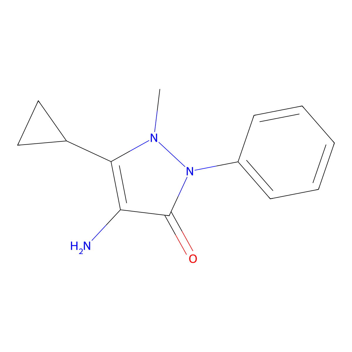 4-Amino-5-cyclopropyl-1-methyl-2-phenyl-2,3-dihydro-1h-pyrazol-3-one molecular structure, CAS 856847-31-9