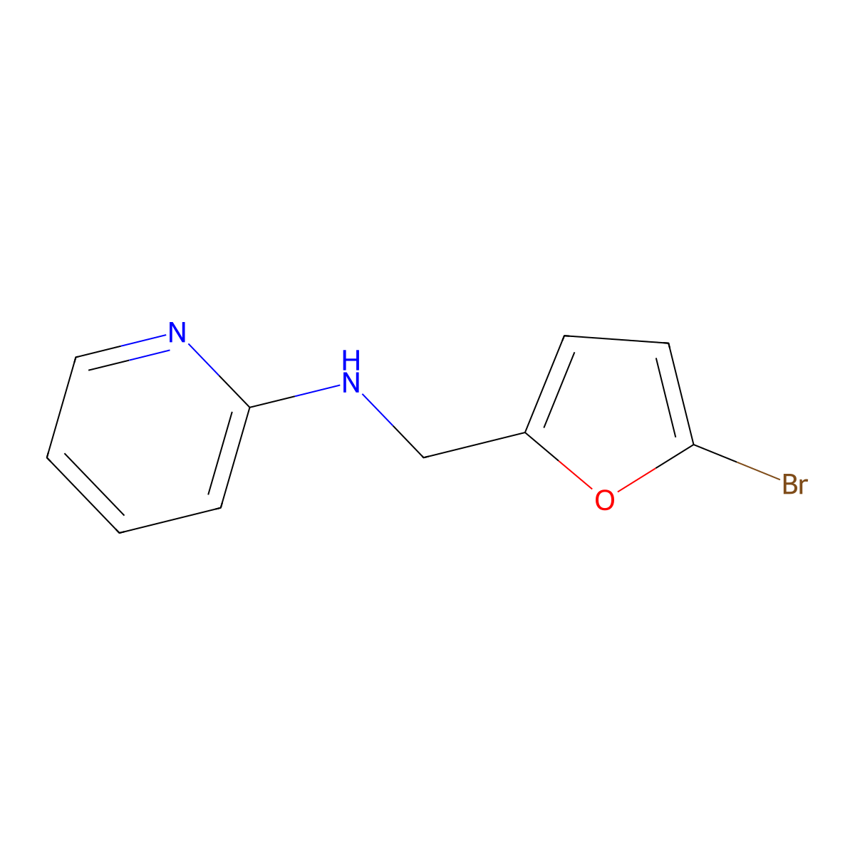 N-((5-Bromofuran-2-yl)methyl)pyridin-2-amine molecular structure, CAS 856850-32-3