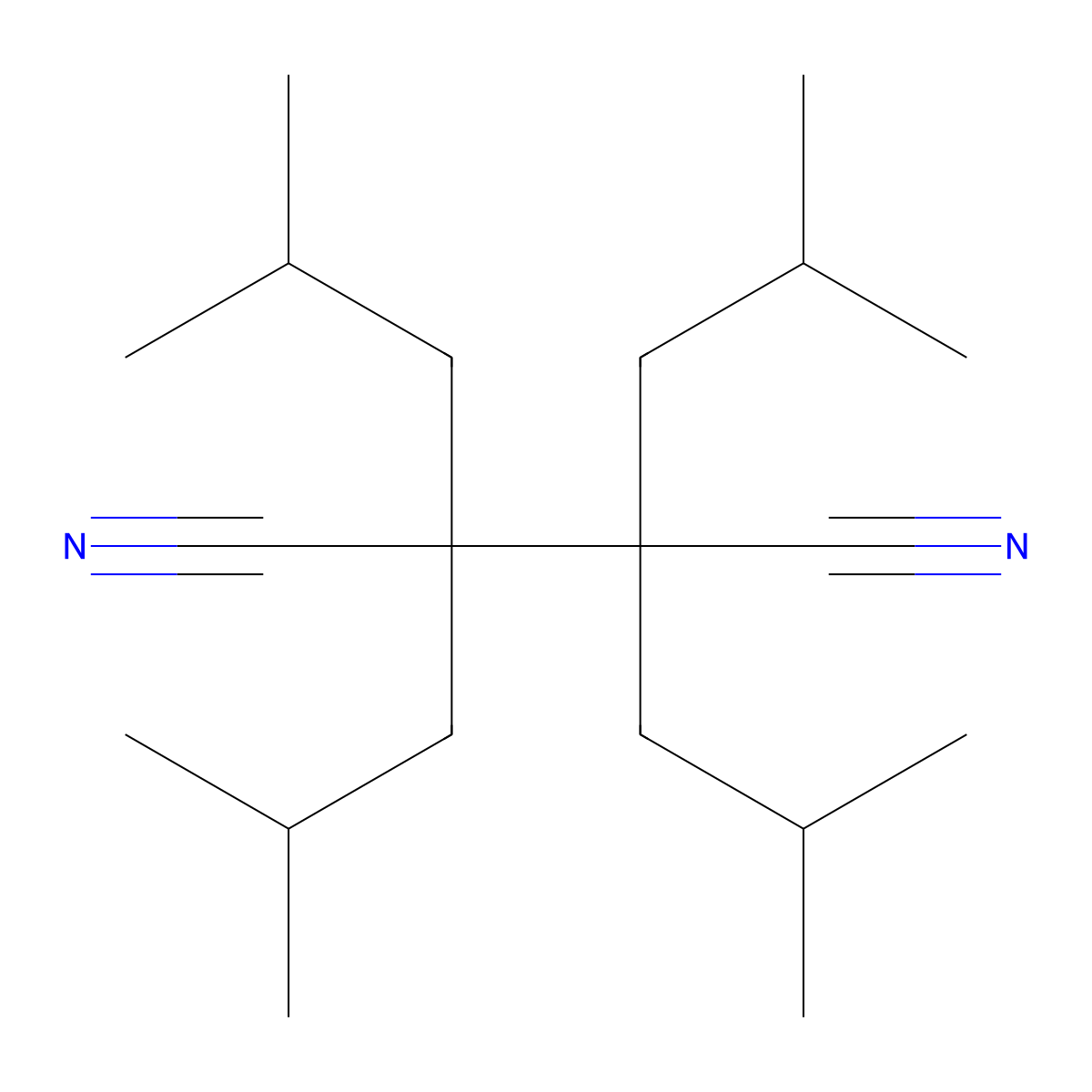 Tetraisobutylsucccinonitrile molecular structure, CAS 85688-86-4