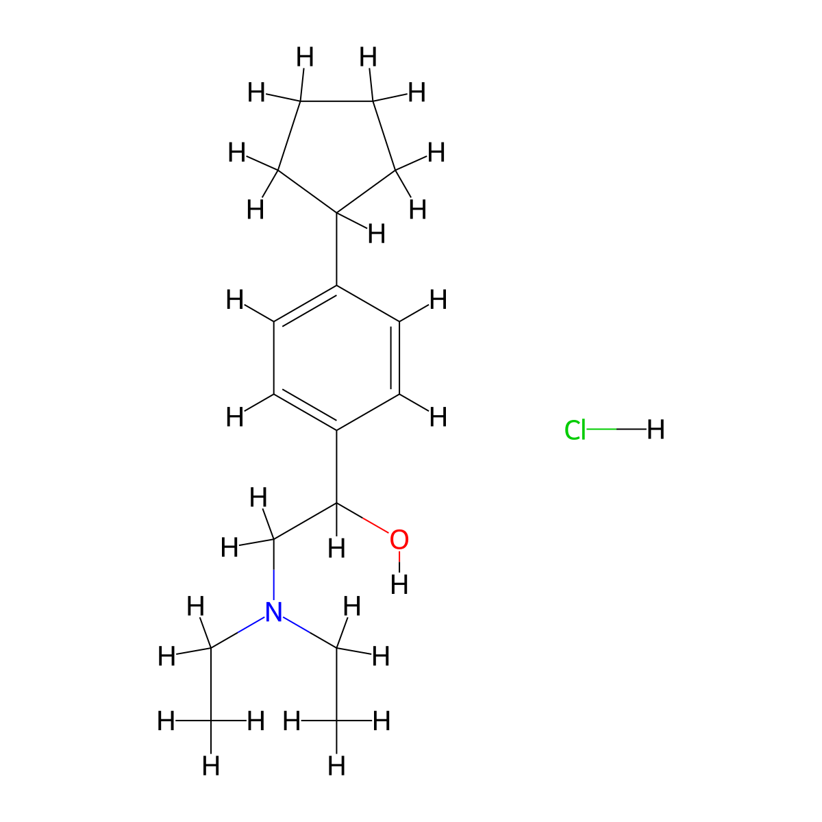 Benzenemethanol, 4-cyclopentyl-alpha-((diethylamino)methyl)-, hydrochloride molecular structure, CAS 85689-95-8
