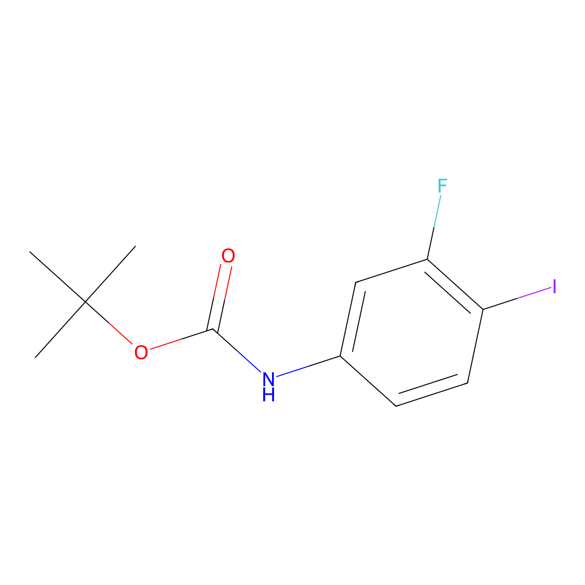 Tert-butyl 3-fluoro-4-iodophenylcarbamate molecular structure, CAS 856907-63-6