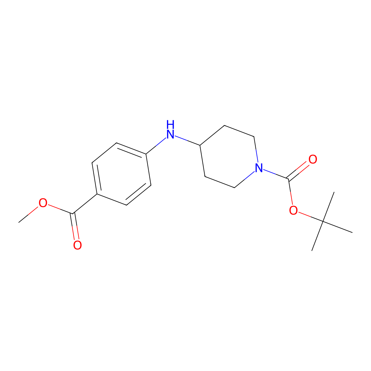 Tert-butyl 4-(4-(methoxycarbonyl)phenylamino)piperidine-1-carboxylate molecular structure, CAS 856933-11-4