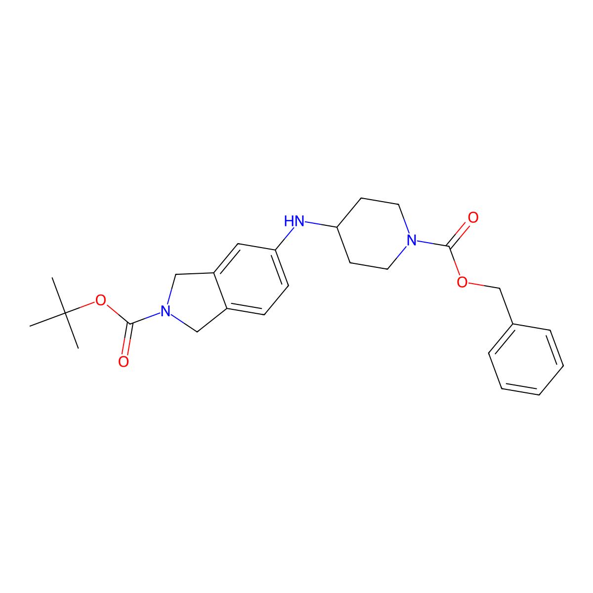 Tert-butyl 5-[(1-phenylmethoxycarbonylpiperidin-4-yl)amino]-1,3-dihydroisoindole-2-carboxylate molecular structure, CAS 856934-87-7