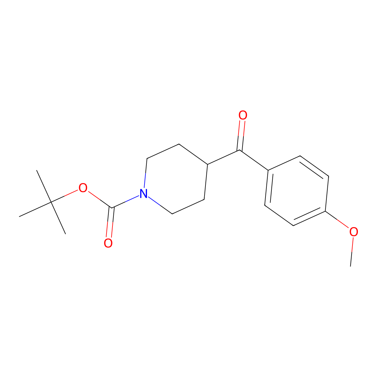 Tert-butyl 4-(4-methoxybenzoyl)piperidine-1-carboxylate molecular structure, CAS 856936-55-5