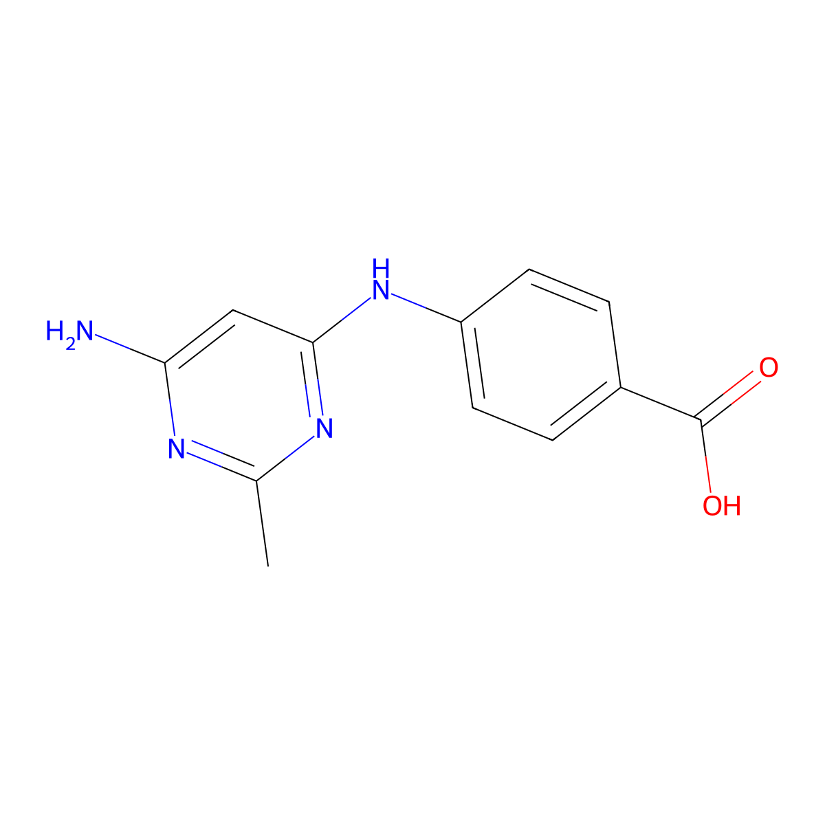 4-((6-Amino-2-methylpyrimidin-4-yl)amino)benzoic acid molecular structure, CAS 856972-01-5