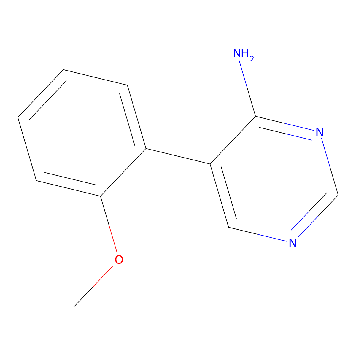 5-(2-Methoxyphenyl)pyrimidin-4-amine molecular structure, CAS 856974-25-9
