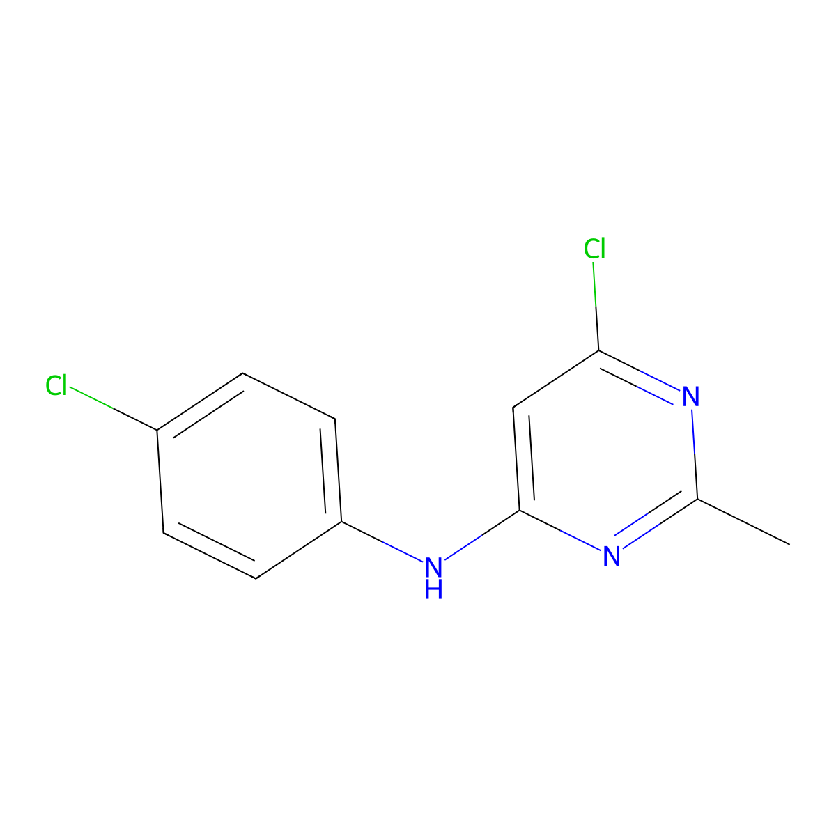 6-chloro-N-(4-chlorophenyl)-2-methylpyrimidin-4-amine molecular structure, CAS 856976-05-1