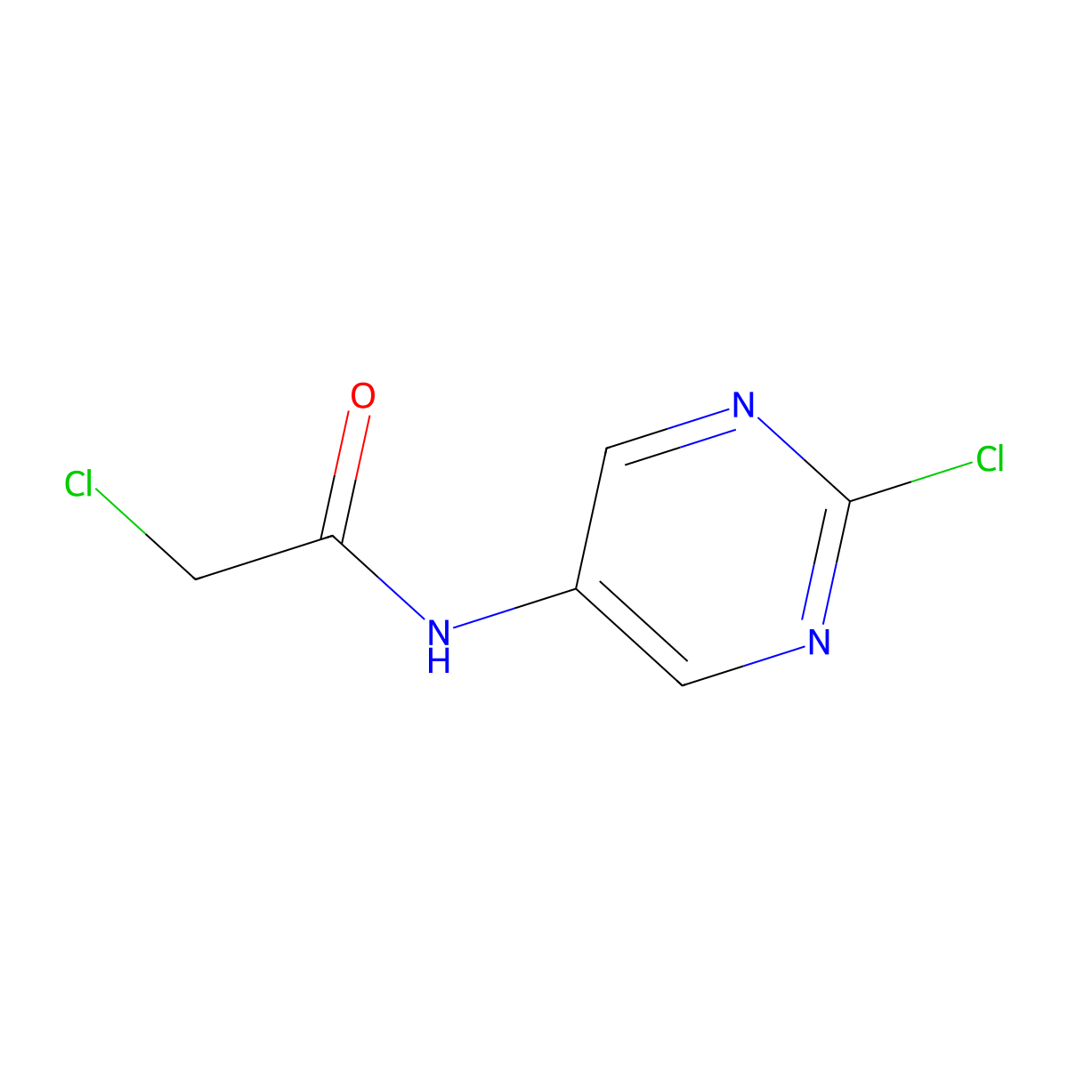 2-chloro-N-(2-chloro-5-pyrimidinyl)acetamide molecular structure, CAS 856976-11-9