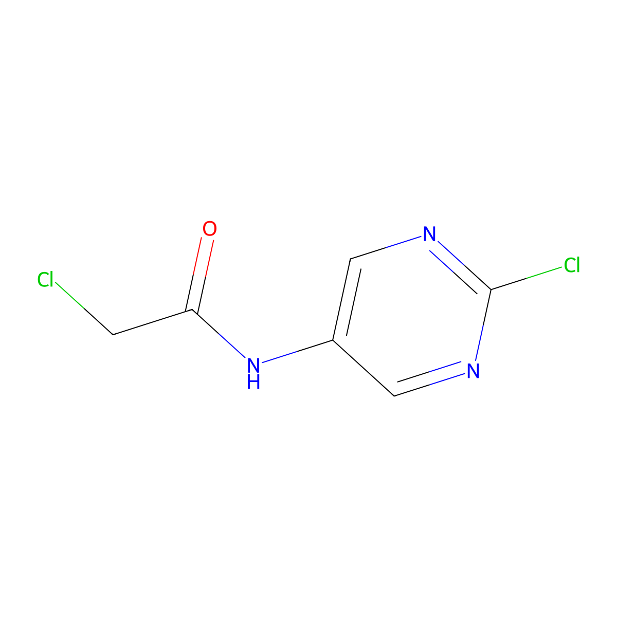 2-chloro-N-(2-chloro-5-pyrimidinyl)acetamide molecular structure, CAS 856976-11-9
