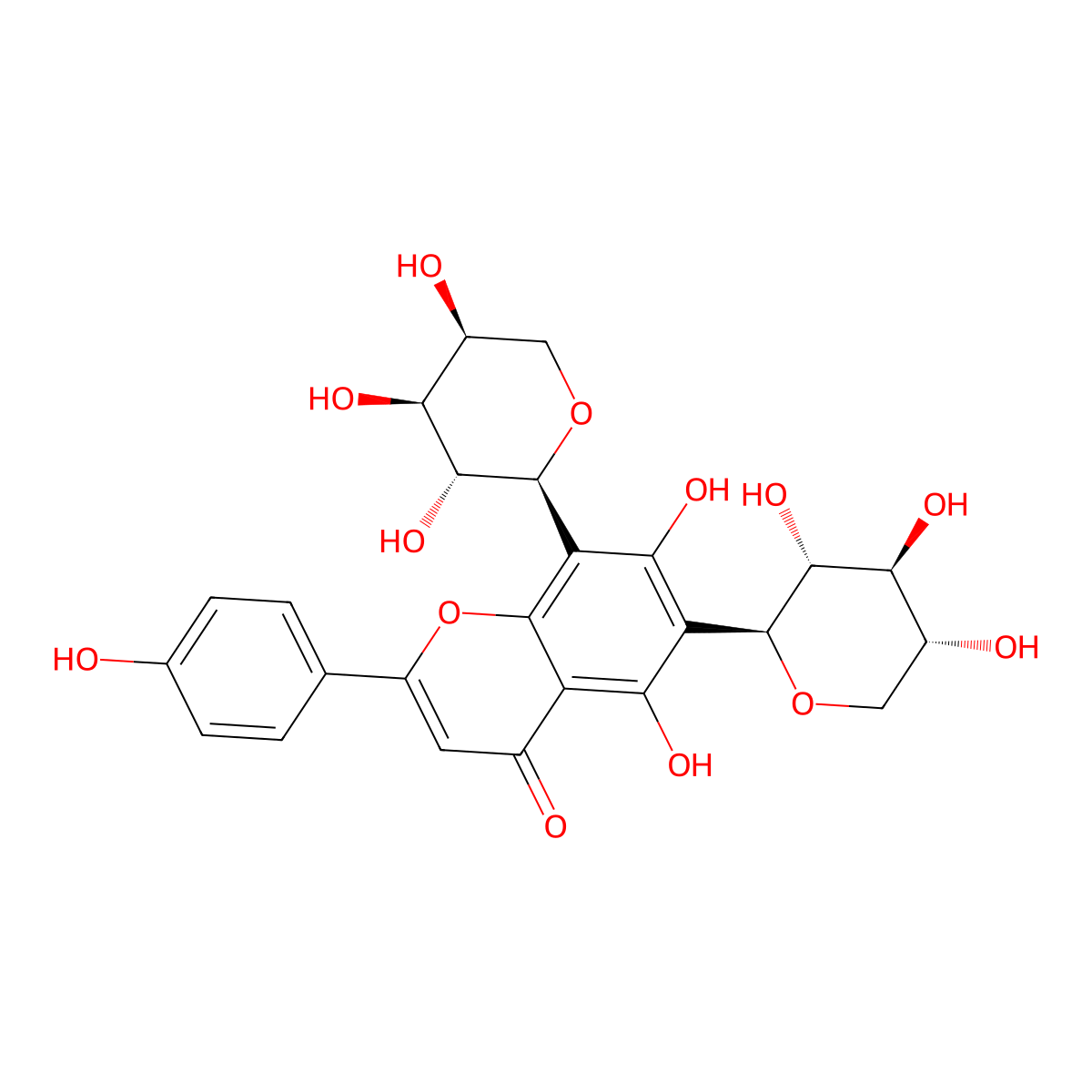 Apigenin-6-C-beta-D-xylopyranosyl-8-C-alpha-L-arabinopyranoside molecular structure, CAS 85700-46-5