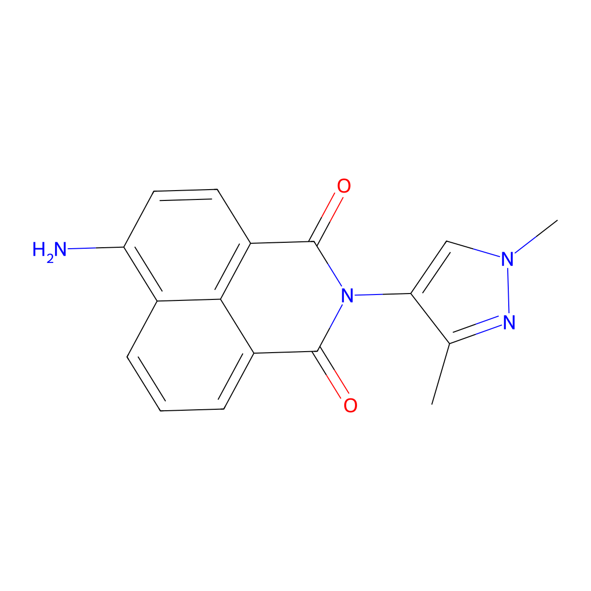 6-Amino-2-(1,3-dimethylpyrazol-4-yl)benzo[de]isoquinoline-1,3-dione molecular structure, CAS 85703-75-9