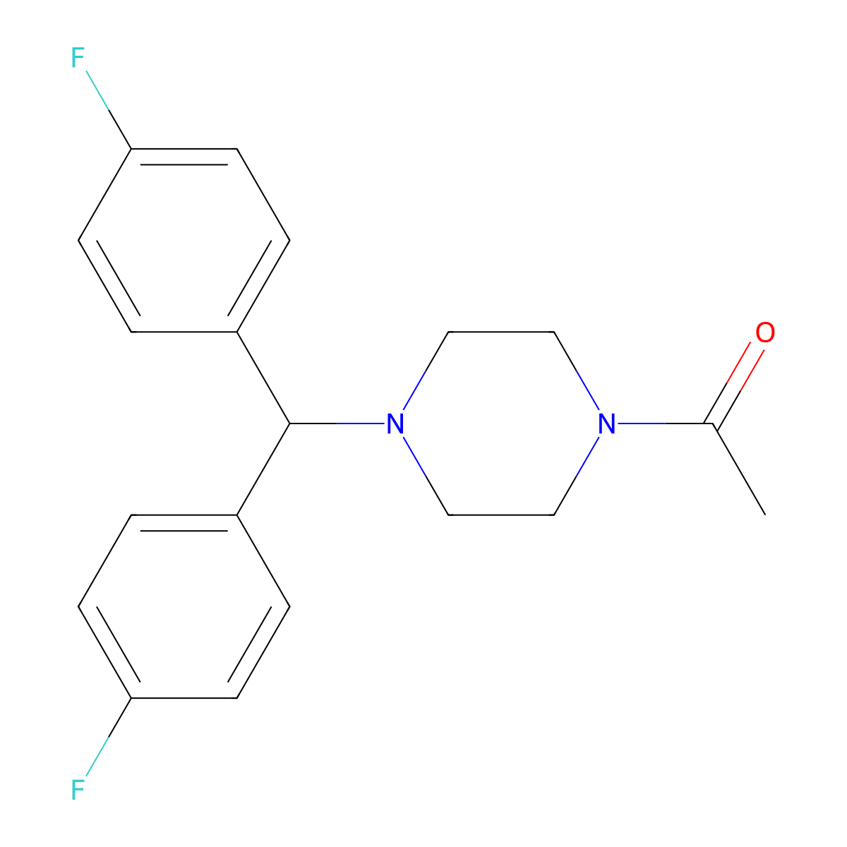 1-Acetyl-4-[bis(4-fluorophenyl)methyl]piperazine molecular structure, CAS 857039-69-1