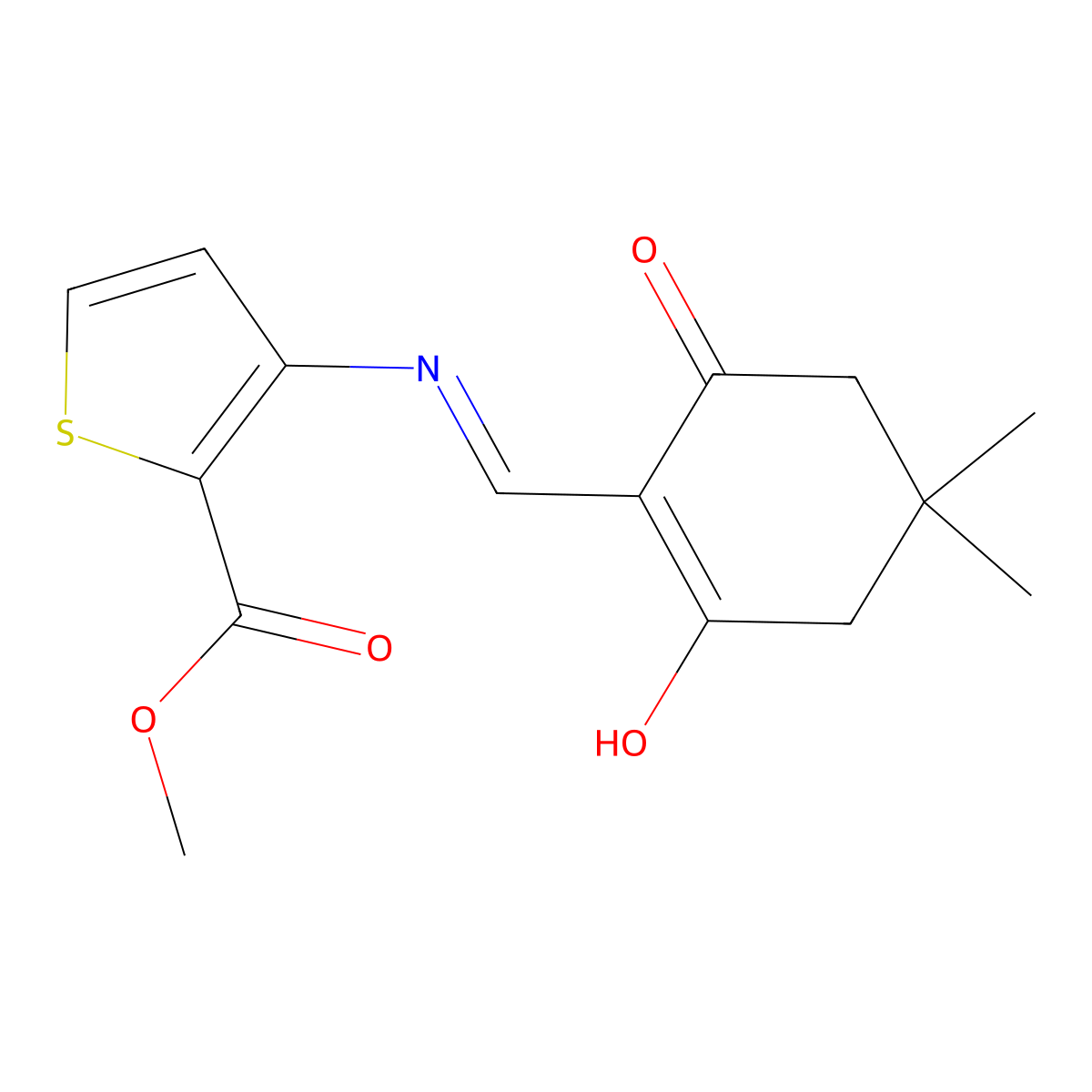 Methyl 3-{[(4,4-dimethyl-2,6-dioxocyclohexylidene)methyl]amino}thiophene-2-carboxylate molecular structure, CAS 857039-92-0
