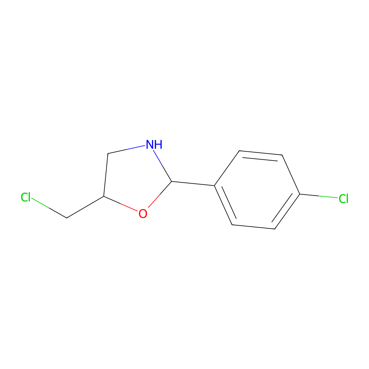 5-(Chloromethyl)-2-(4-chlorophenyl)-1,3-oxazolidine molecular structure, CAS 857041-64-6