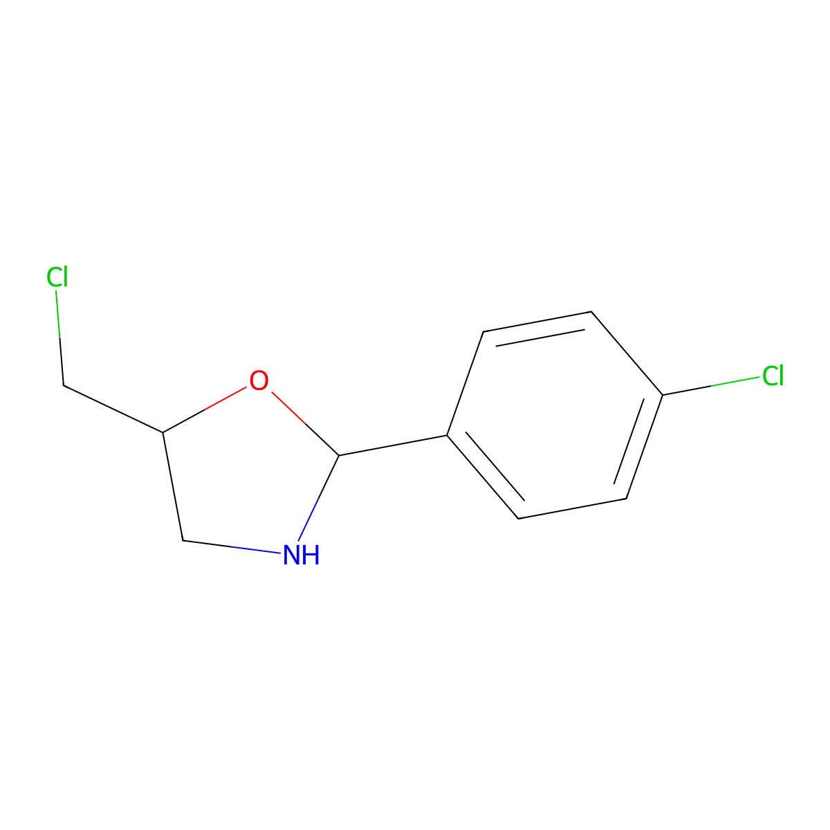 5-(Chloromethyl)-2-(4-chlorophenyl)-1,3-oxazolidine molecular structure, CAS 857041-64-6
